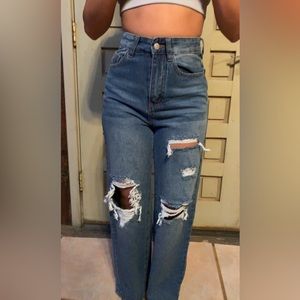 distressed mom jeans